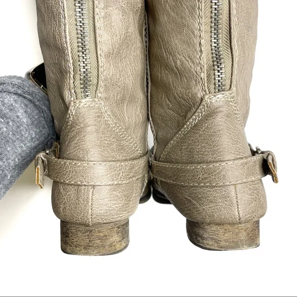 Breckelle’s Outlaw Taupe Knee High Western Boots Faux Leather Zippered Size 8 - Picture 6 of 10
